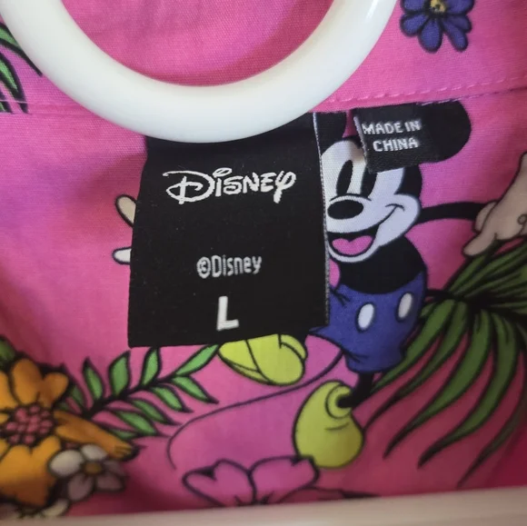 NWT, Disney/Neff, Pink Hawaiian Mickey Shirt, Size L - Picture 2 of 6